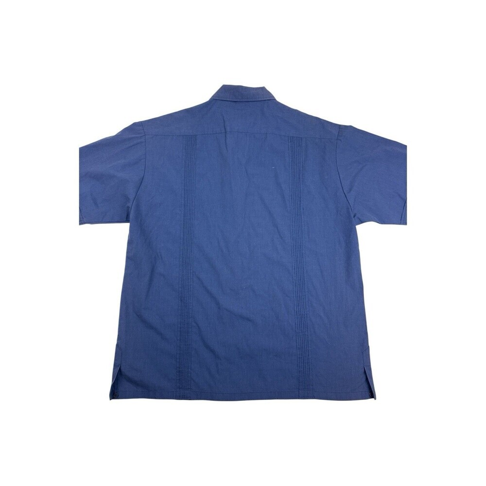 Vintage Yield Classics Blue Guayabera Shirt XL Embroidered Camp Shirt 4 Pocket - Picture 4 of 6
